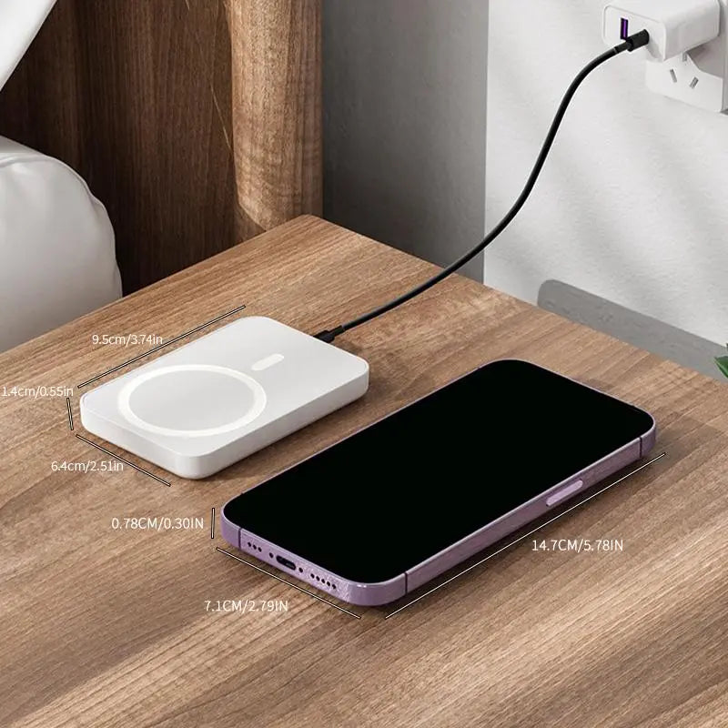 Ultra-Compact 5000mAh MagSafe Wireless Power Bank: Fast Charging for iPhone 12-17 Pro/Pro Max